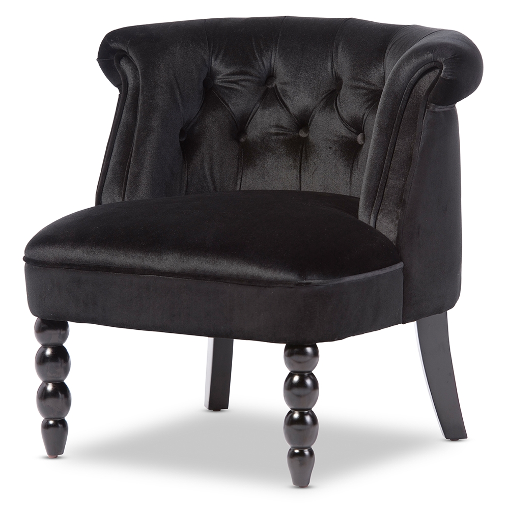 Baxton Studio Flax Victorian Style Contemporary Black Velvet Fabric